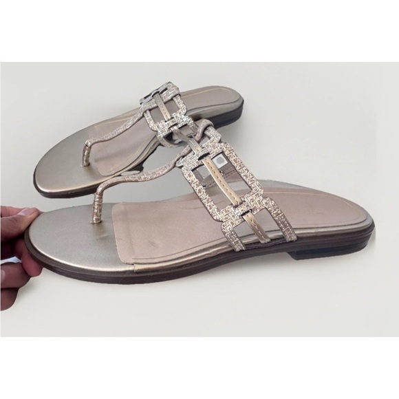 Vionic Alvana Gold Slip On Toe Post Thong Slides Sandals Shoes Size 8.5 - Picture 7 of 10